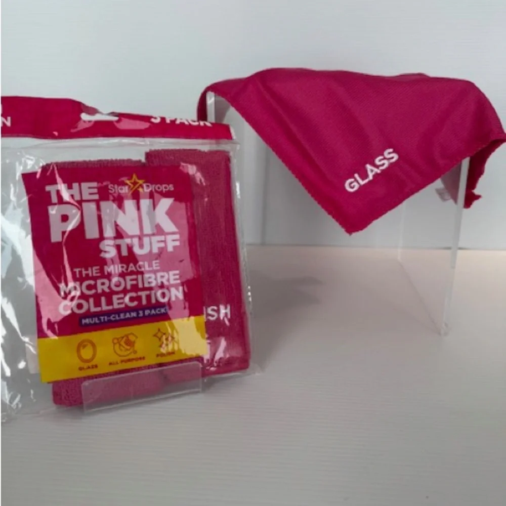 PINK STUFF 3 VIBRANT PINK MICROFIBRE CLOTHS -ALL PURPOSE/GLASS/POLISH - Picture 5 of 6